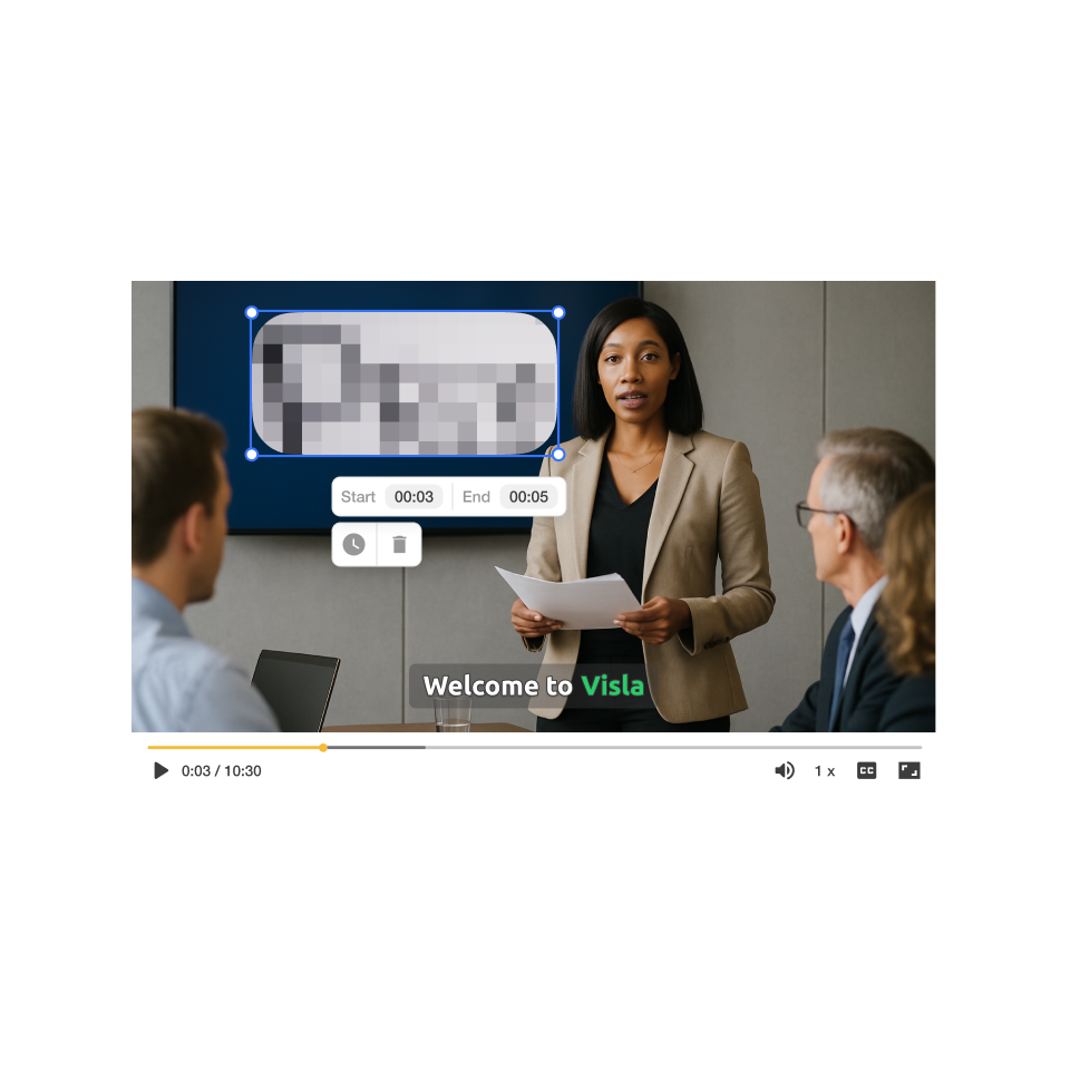 Step 3 — Adjusting size, duration, and strength in the training video blur tool for secure corporate sharing